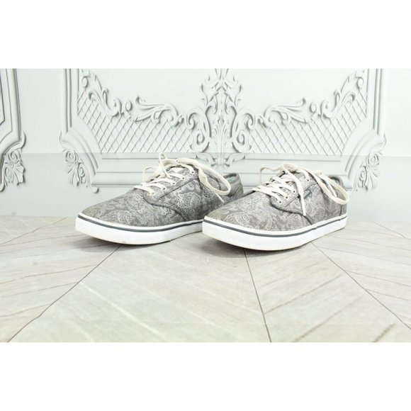 Vans Gray Atwood Floral Paisley Canvas Low Top Skate Sneakers Size 7 - Picture 2 of 9